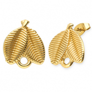 Benodigdheden van Stainless steel Roestvrij staal (RVS) oorbellen / oorsteker leafs with loop Gold