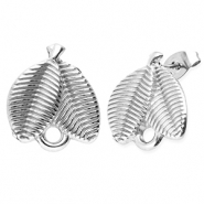 Benodigdheden van Stainless steel Roestvrij staal (RVS) oorbellen / oorsteker leafs with loop Silver