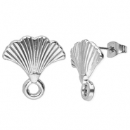 Benodigdheden van Stainless steel Roestvrij staal (RVS) oorbellen / oorsteker fan with loop Silver