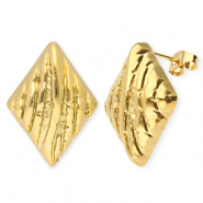 Benodigdheden van Stainless steel Roestvrij staal (RVS) oorbellen / oorsteker rhombus with loop Gold