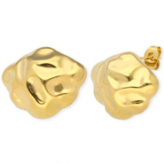 Benodigdheden van Stainless steel Roestvrij staal (RVS) oorbellen / oorsteker irregular with loop Gold