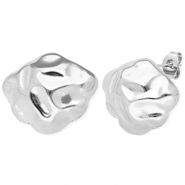 Benodigdheden van Stainless steel Roestvrij staal (RVS) oorbellen / oorsteker irregular with loop Silver