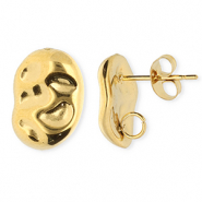 Benodigdheden van Stainless steel Roestvrij staal (RVS) oorbellen / oorsteker oval with loop Gold