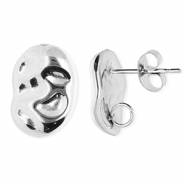 Benodigdheden van Stainless steel Roestvrij staal (RVS) oorbellen / oorsteker oval with loop Silver