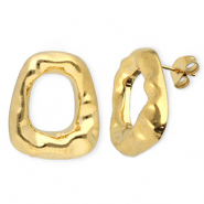 Oorbellen van Stainless steel Roestvrij staal (RVS) oorsteker trapezium Gold