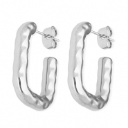 Oorbellen van Stainless steel Roestvrij staal (RVS) oorsteker rectangle Silver