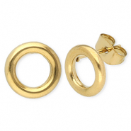 Oorbellen van Stainless steel Roestvrij staal (RVS) oorsteker round Gold