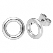 Oorbellen van Stainless steel Roestvrij staal (RVS) oorsteker round Silver