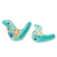 Keramiek kraal bird Turquoise-multicolour