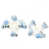 Keramiek kraal bird White-blue-black