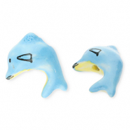 Keramiek kraal dolphin Blue-yellow-black