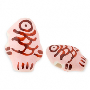 Keramiek kraal fish Light pink-rust red