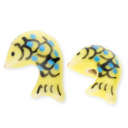 Keramiek kraal fish Yellow-blue-black