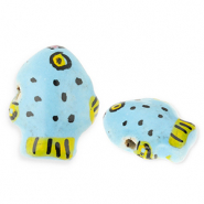 Keramiek kraal fish Blue-yellow-black