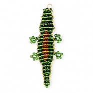 BY31&reg; Bedel van glaskralen crocodile Dark green-amber brown-black-gold