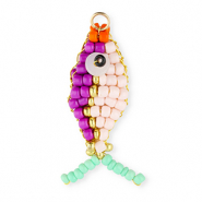 BY31&reg; Bedel van glaskralen fish Purple-light pink-gold-mint green