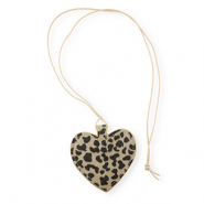 Statement hangers heart with leopard print Beige brown-dark brown