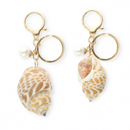 Sleutelhangers shell with pearl Copper brown-gold
