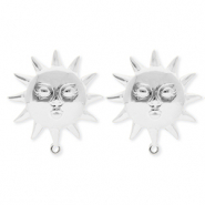 BY31® Benodigdheden van Stainless steel Roestvrij staal (RVS) oorbellen / oorstekers sun with face with loop Silver