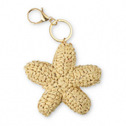 Sleutelhangers gehaakt starfish Gold-beige