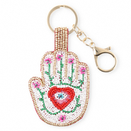Sleutelhangers hand with Eye of Providence Gold-white-fuchsia-red-green