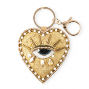 Sleutelhangers heart with Eye of Providence Gold-white-black