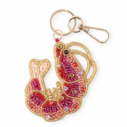 Sleutelhangers shrimp Gold-light pink-fuchsia-red