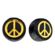 Acryl letterkralen peace Black-gold