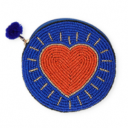 Portemonnee round with heart Dark blue-red-gold-black