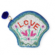 Portemonnee shell "LOVE" Blue-green-white-red