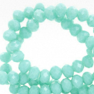 Facet kralen top quality disc 8x6 mm Turquoise-pearl shine coating