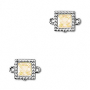 Tussenstukken van Stainless steel Roestvrij staal (RVS) zirkonia square Silver-light orange