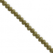 Facet kralen top quality disc 6x4 mm Army green