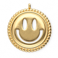BY31® Bedels van Stainless steel Roestvrij staal (RVS) smiley Gold