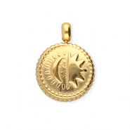 BY31® Bedels van Stainless steel Roestvrij staal (RVS) round with sun & moon Gold