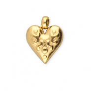 BY31® Bedels van Stainless steel Roestvrij staal (RVS) heart Gold