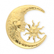 Statement broches van Stainless steel Roestvrij staal (RVS) moon & sun Gold
