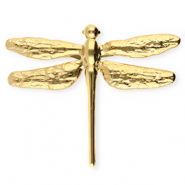 Statement broches van Stainless steel Roestvrij staal (RVS) dragonfly Gold