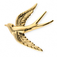 Statement broches van Stainless steel Roestvrij staal (RVS) swallow Gold