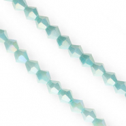 Top bicone facet kralen 6mm Aqua green-AB coating