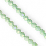 Facet kralen top quality round 6mm Light green-AB coating