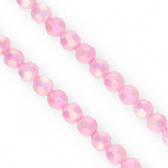 Facet kralen top quality round 6mm Peonia pink-AB coating