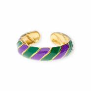 Ringen van Stainless steel Roestvrij staal (RVS) Gold-purple-green