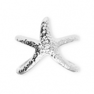 Ringen van Stainless steel Roestvrij staal (RVS) starfish Silver