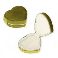 Reisdoosje voor sieraden heart Olive green