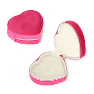 Reisdoosje voor sieraden heart Hot pink