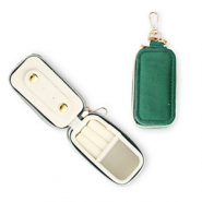 Reisdoosje voor sieraden met sleutelhanger rectangle Emerald green