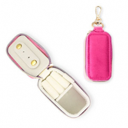 Reisdoosje voor sieraden met sleutelhanger rectangle Hot pink