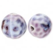 Keramiek kraal 15mm with dots Purple-blue