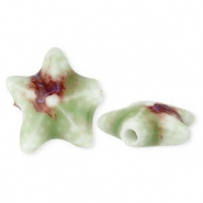 Keramiek kraal starfish Light green-brown